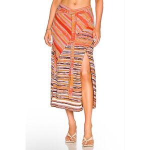 Revolve Jonathan Simkhai Raelle Midi Wrap Skirt Knit Large Lupine Space Dye NWOT